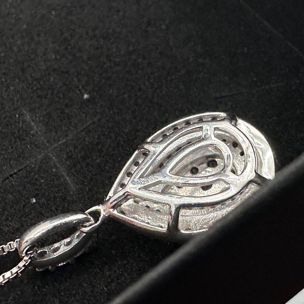 Stunning Pear Cut 1/2 Ct Diamond Necklace - Natural Diamonds in Sterling Silver - Picture 5 of 10
